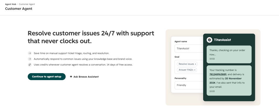 Breeze Customer Agent Screenshot