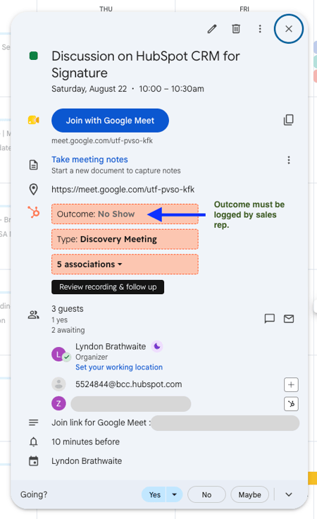 Example Meeting Outcome that triggers workflow | engagent | HubSpot