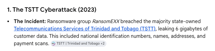 TSTT 2023 Cyberattack